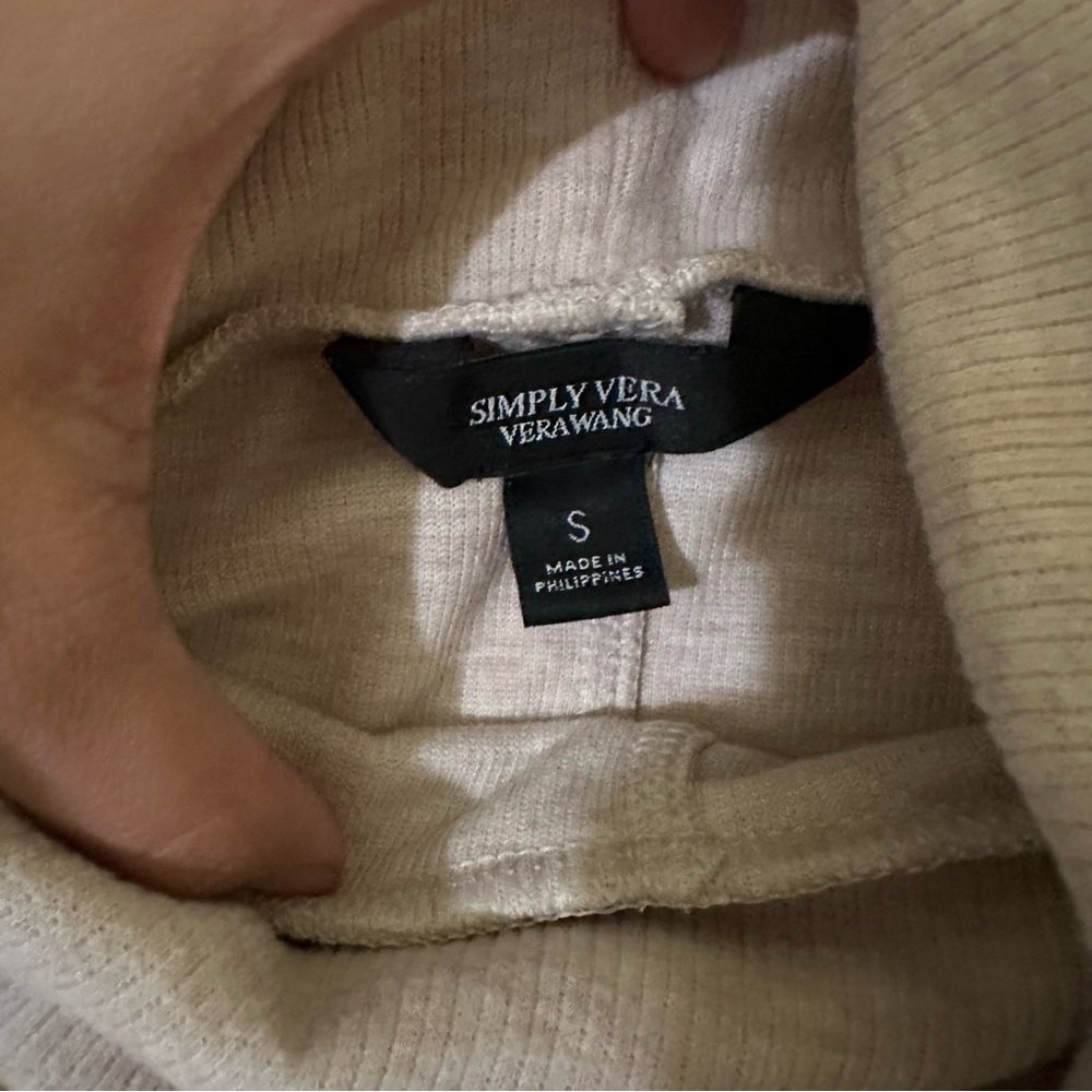 Simply Vera Wang Cream Turtleneck Knit Sweater - Picture 3 of 7